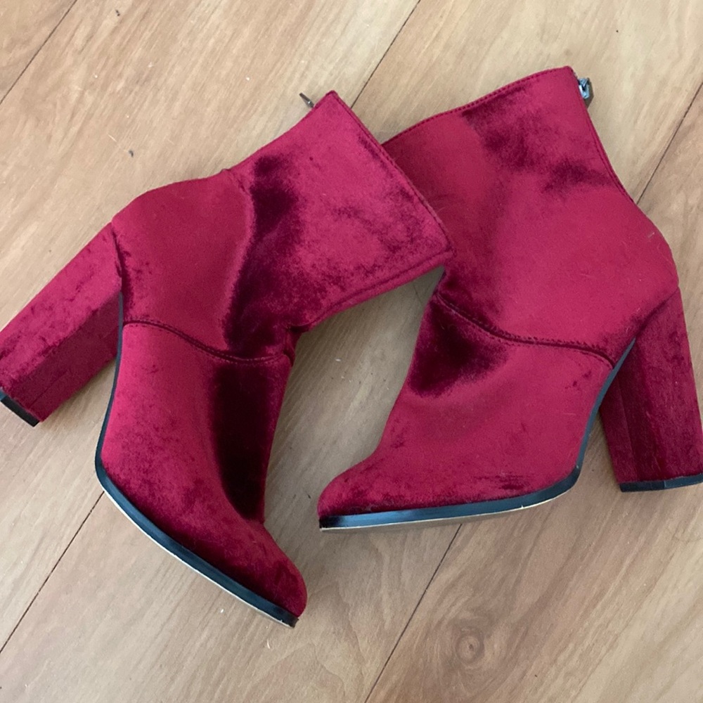 Red velvet boots